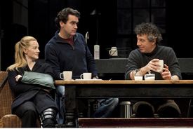 Laura Linney, Brian d'Arcy James and Eric Bogosian in Donald Margulies' "Time Stands Still," dir. by Daniel Sullivan, Samuel J. Friedman Theatre, 2010. Photo: Joan Marcus.