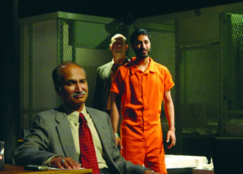 Harsh Nayyar, Maulik Pancholy, Ramsey Faragallah in "Guantanamo" at 45 Bleecker St. Theater