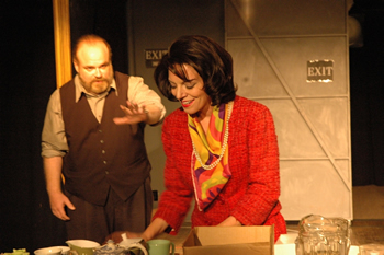 Stephen Peabody as Orson Welles and Jen Danby as Vivien Leigh in a scene from Austin Pendleton's Orson's Shadow, directed by Lauren Reinhard at Studio Theater on Theater Row. Photo credit: Lisa Raymond